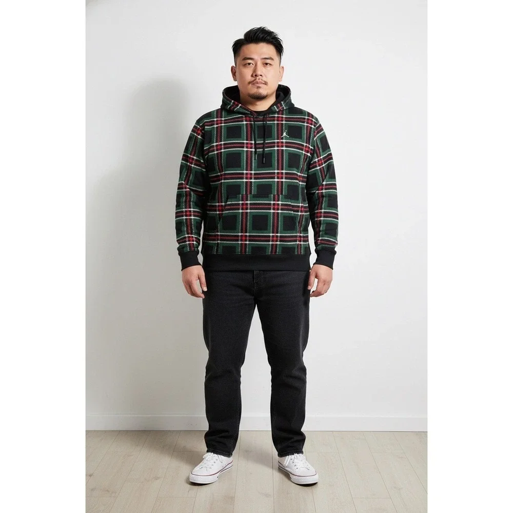 Jordan Plaid Hoodie FV7458-010 Green Red Black‎ Mens Active Fit, Size M, NWT